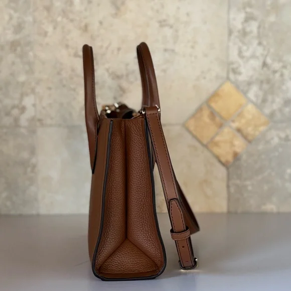 Michael Kors Mirella Small Shopper Tote Shoulder Bag Brown Luggage
